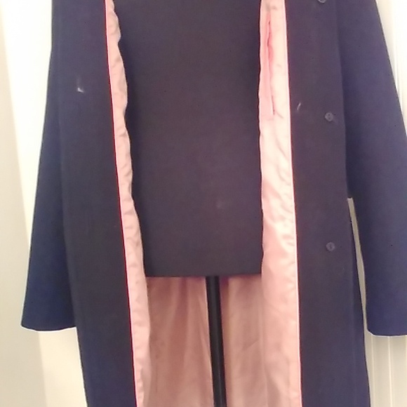 NWOT Large Kate Spade Black Business Casual Wool Blend Pink Lined Coat - Picture 3 of 6